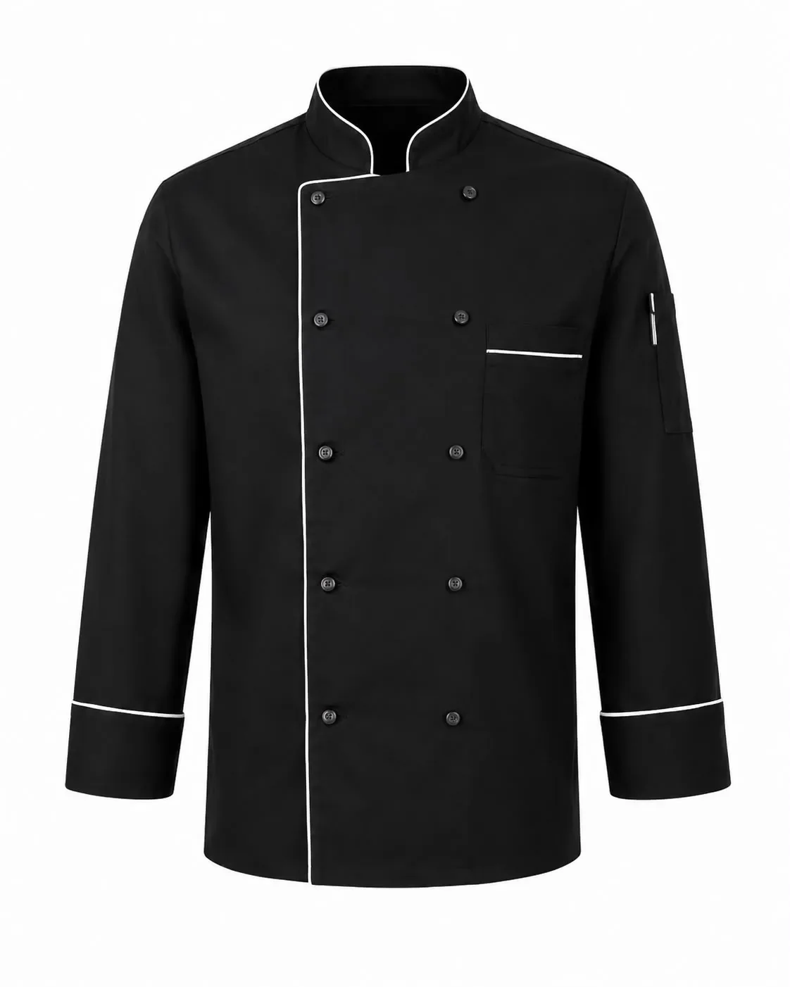 Siyah Beyaz Biyeli Şef Ceketi - Siyah · RM-İK-AK-9