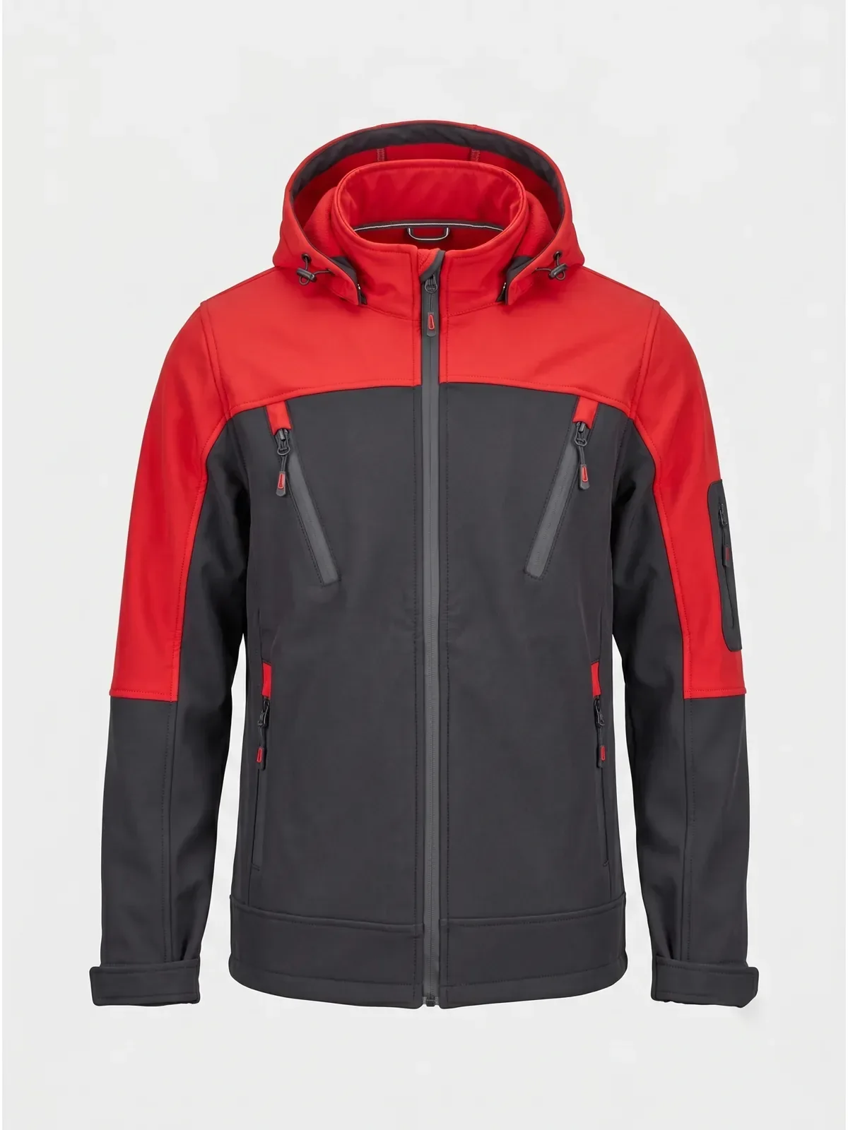 Kapüşonlu Softshell Mont - Kırmızı Siyah · RM-İK-MC-8