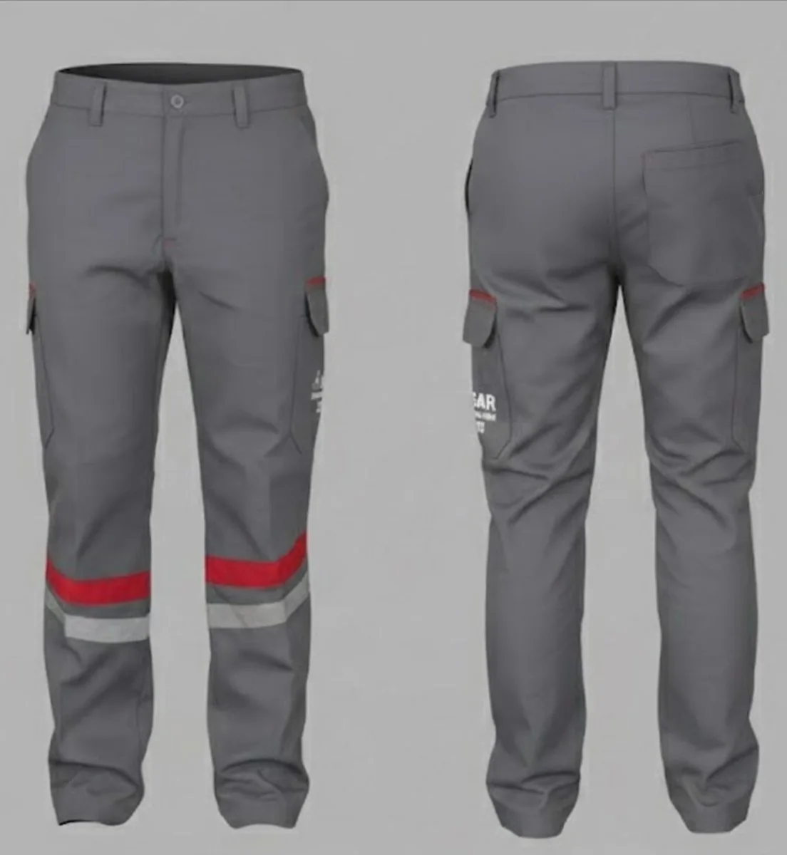 Gri-Kırmızı Reflektörlü İş Pantolonu · RM-İK-PG-400