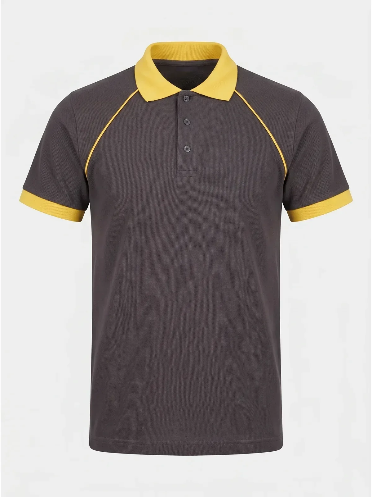 Polo Yaka Tişört Reglan Kol - Antrasit Sarı · RM-İK-TPY-341