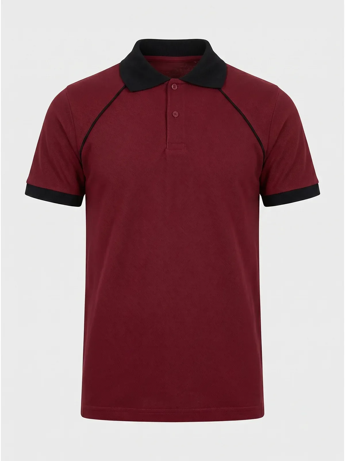 Polo Yaka Tişört Reglan Kol - Bordo Siyah · RM-İK-TPY-342