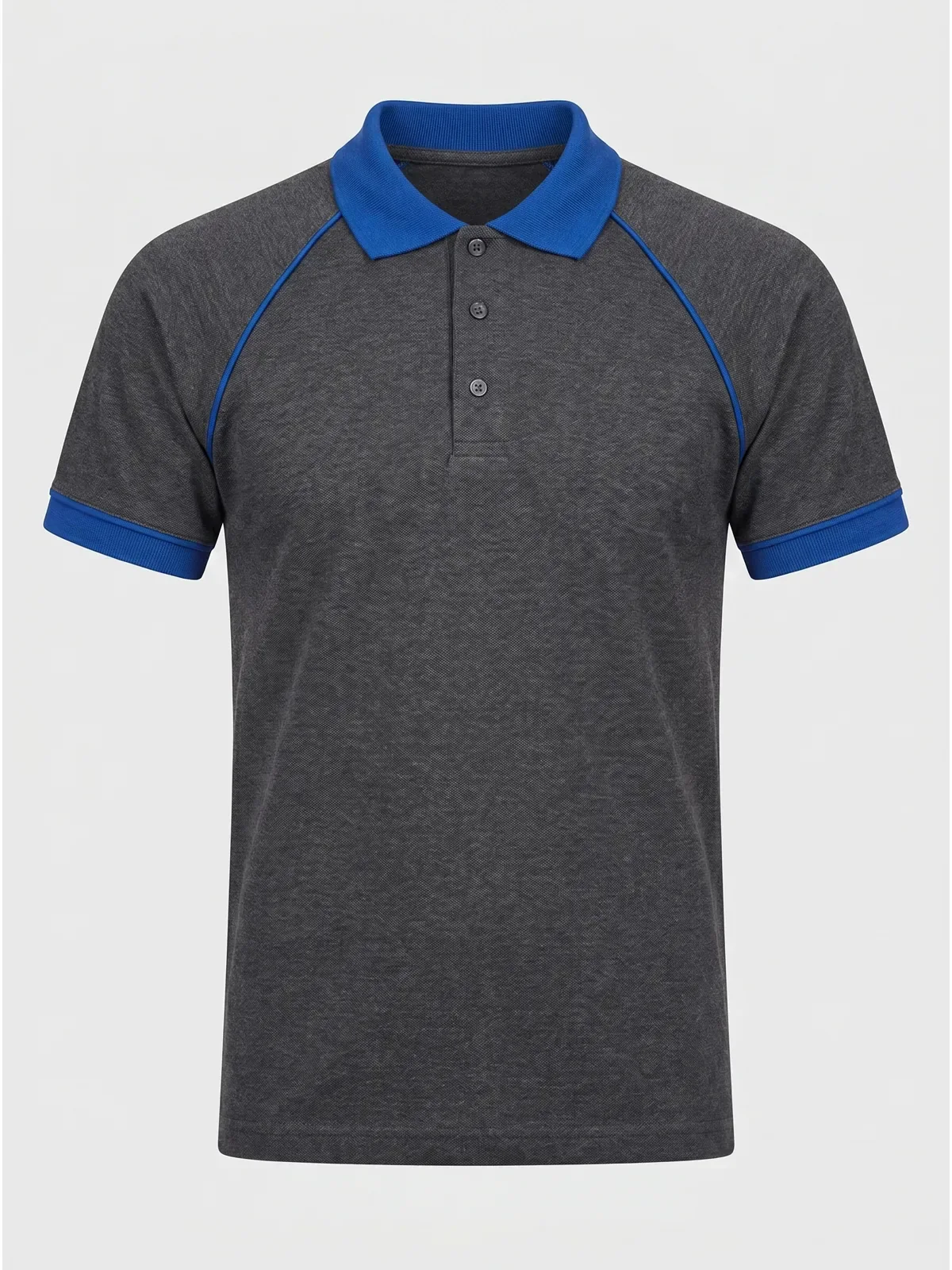 Polo Yaka Tişört Reglan Kol - Füme Saks Mavi · RM-İK-TPY-344