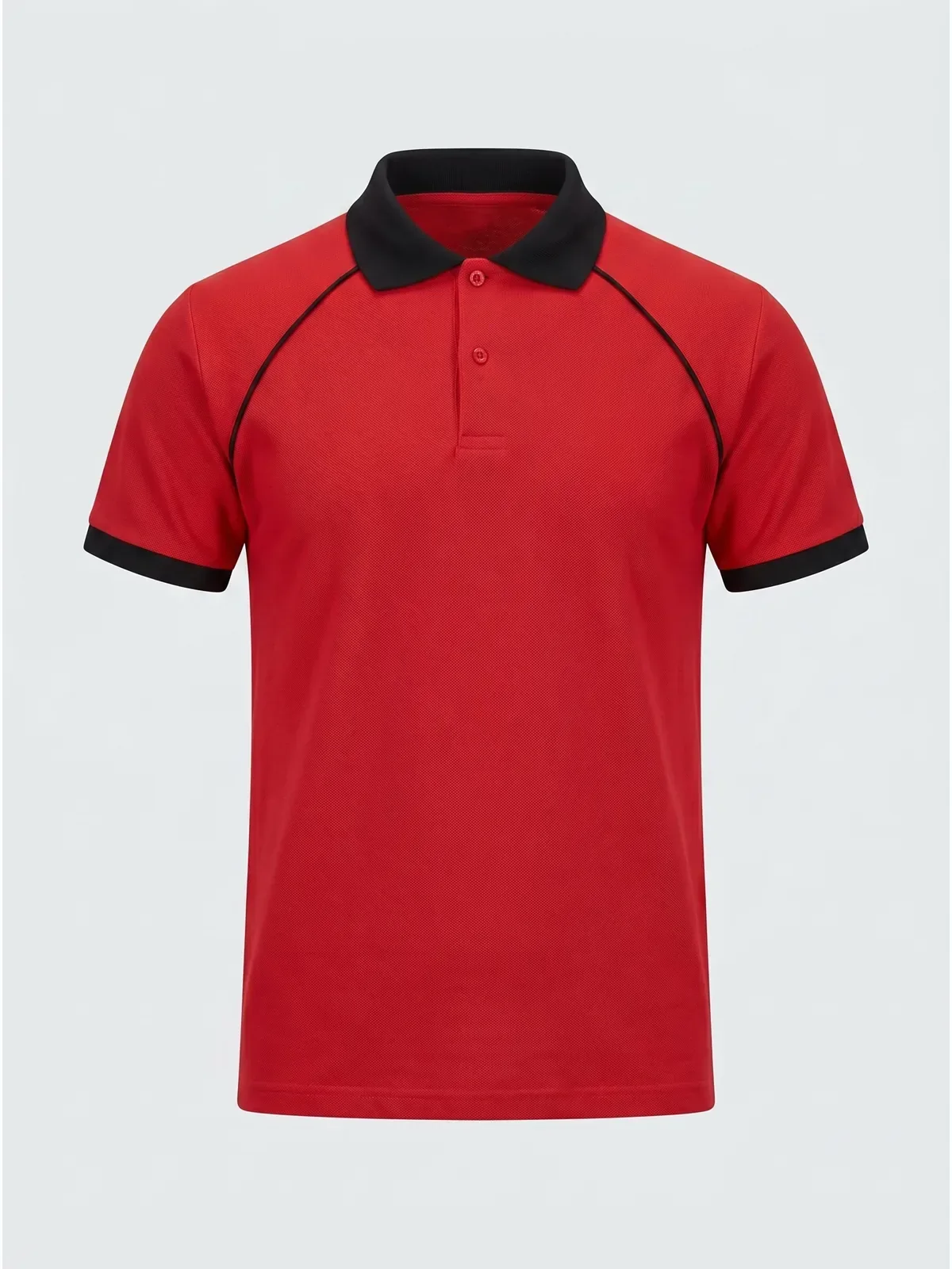 Polo Yaka Tişört Reglan Kol - Kırmızı Siyah · RM-İK-TPY-347