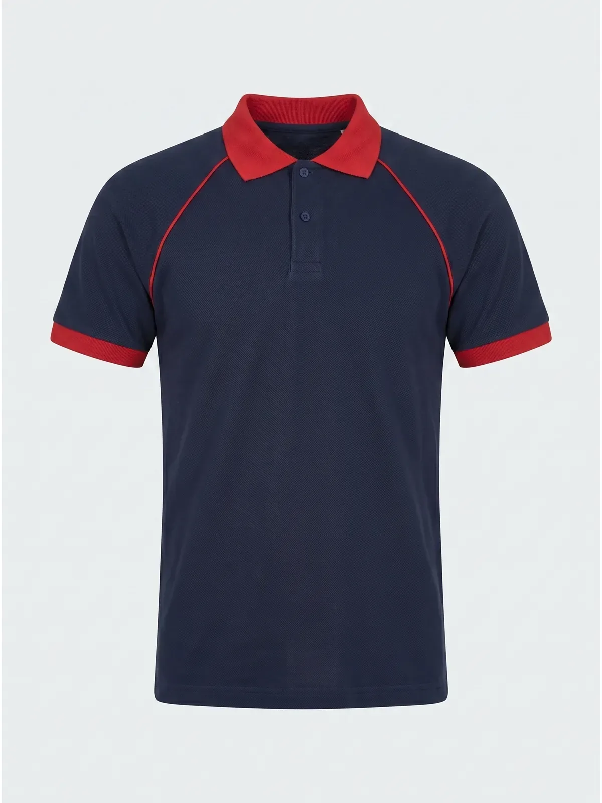 Polo Yaka Tişört Reglan Kol - Lacivert Kırmızı · RM-İK-TPY-348