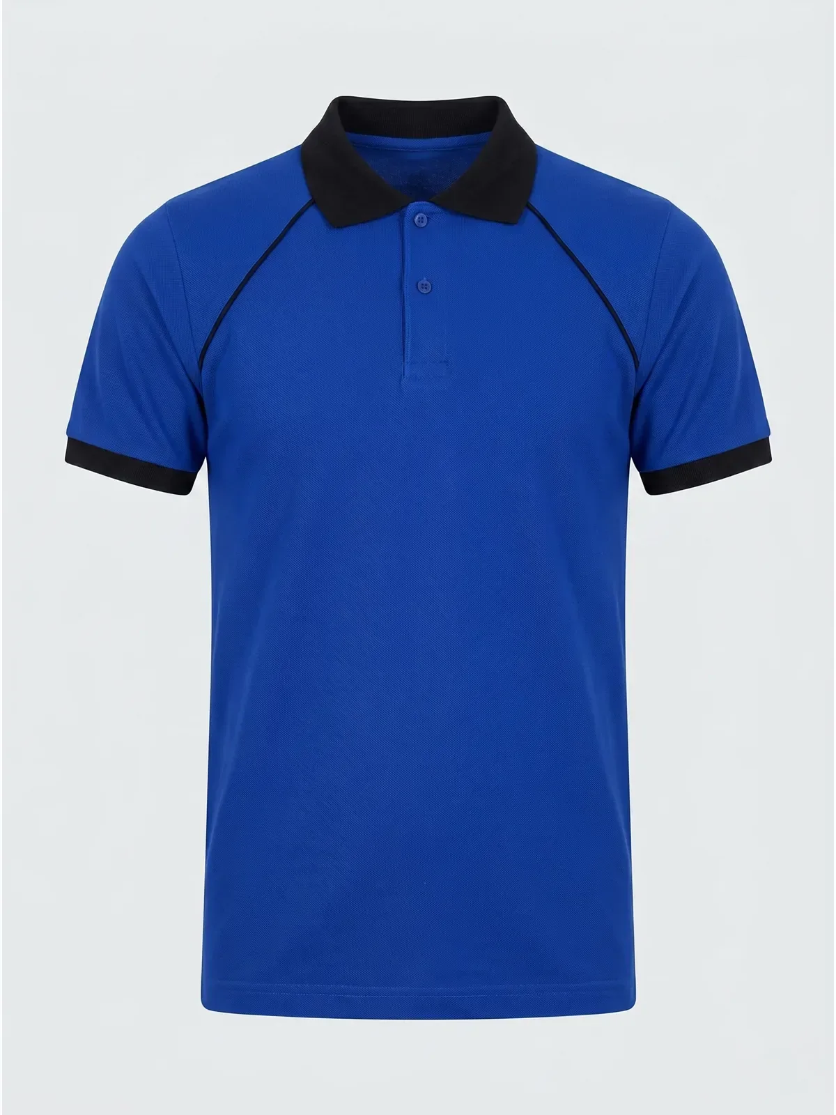 Polo Yaka Tişört Reglan Kol - Saks Mavi Siyah · RM-İK-TPY-350