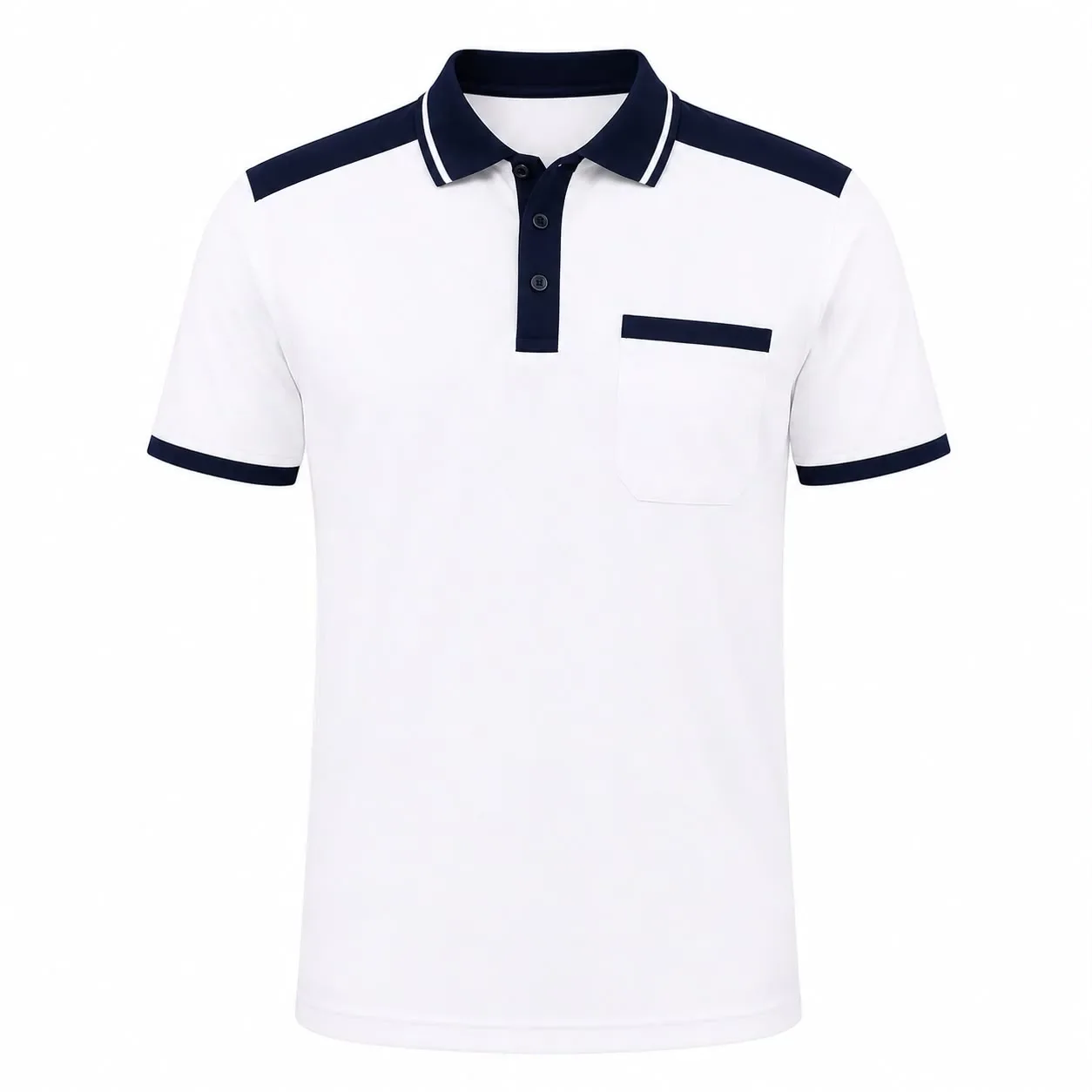 Beyaz Lacivert Garnili Polo Tişört - Beyaz · RM-İK-TPY-371