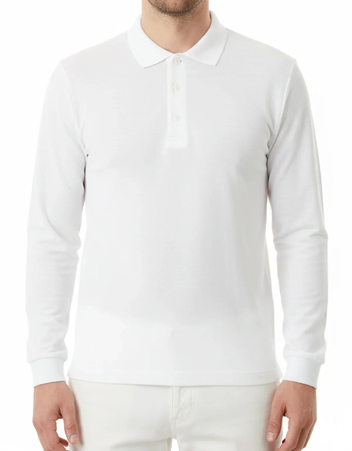 Polo Yaka Uzun Kol Tişört - Beyaz · RM-İK-TPY-402