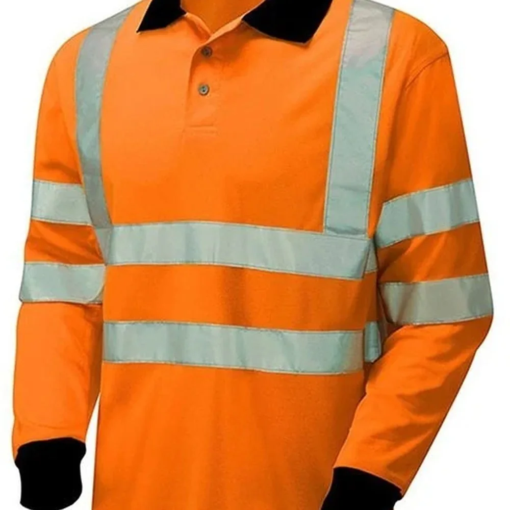 Turuncu Reflektörlü Uzun Kollu Polo Yaka Tişört · RM-İK-TPY-424