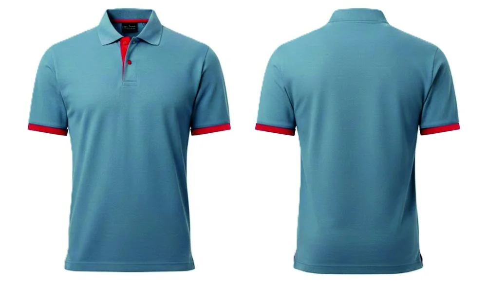 Turkuaz Biyeli Polo Yaka Tişört · RM-İK-TPY-425