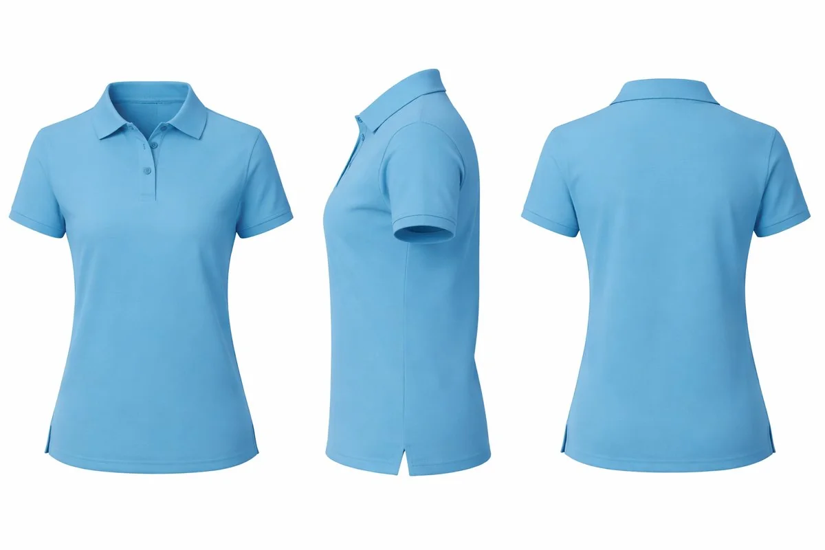 Açık Mavi Kadın Polo Yaka Tişört · RM-İK-TPY-431