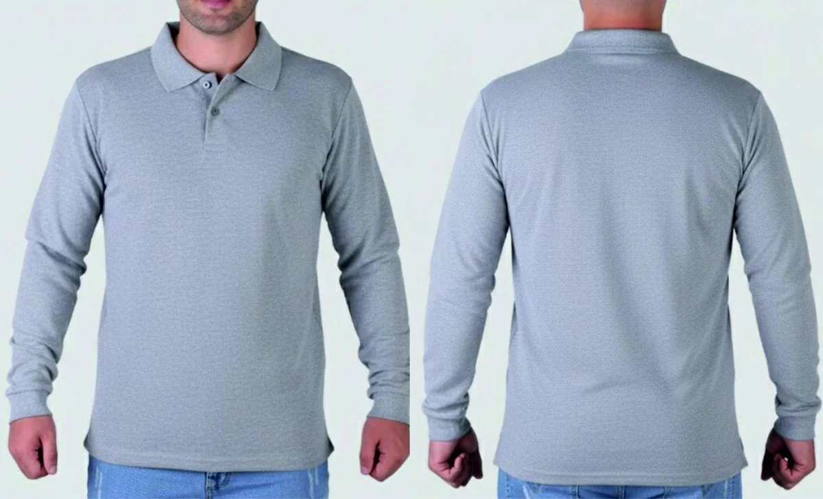 Gri Uzun Kollu Polo Yaka Tişört · RM-İK-TPY-435