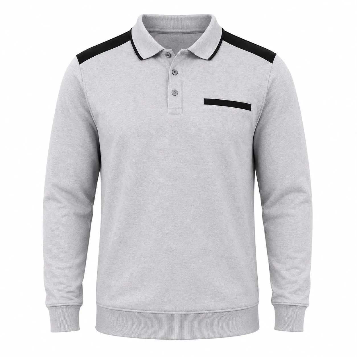 Gri Siyah Garnili Polo Yaka Sweatshirt - Gri · RM-İK-SW-12