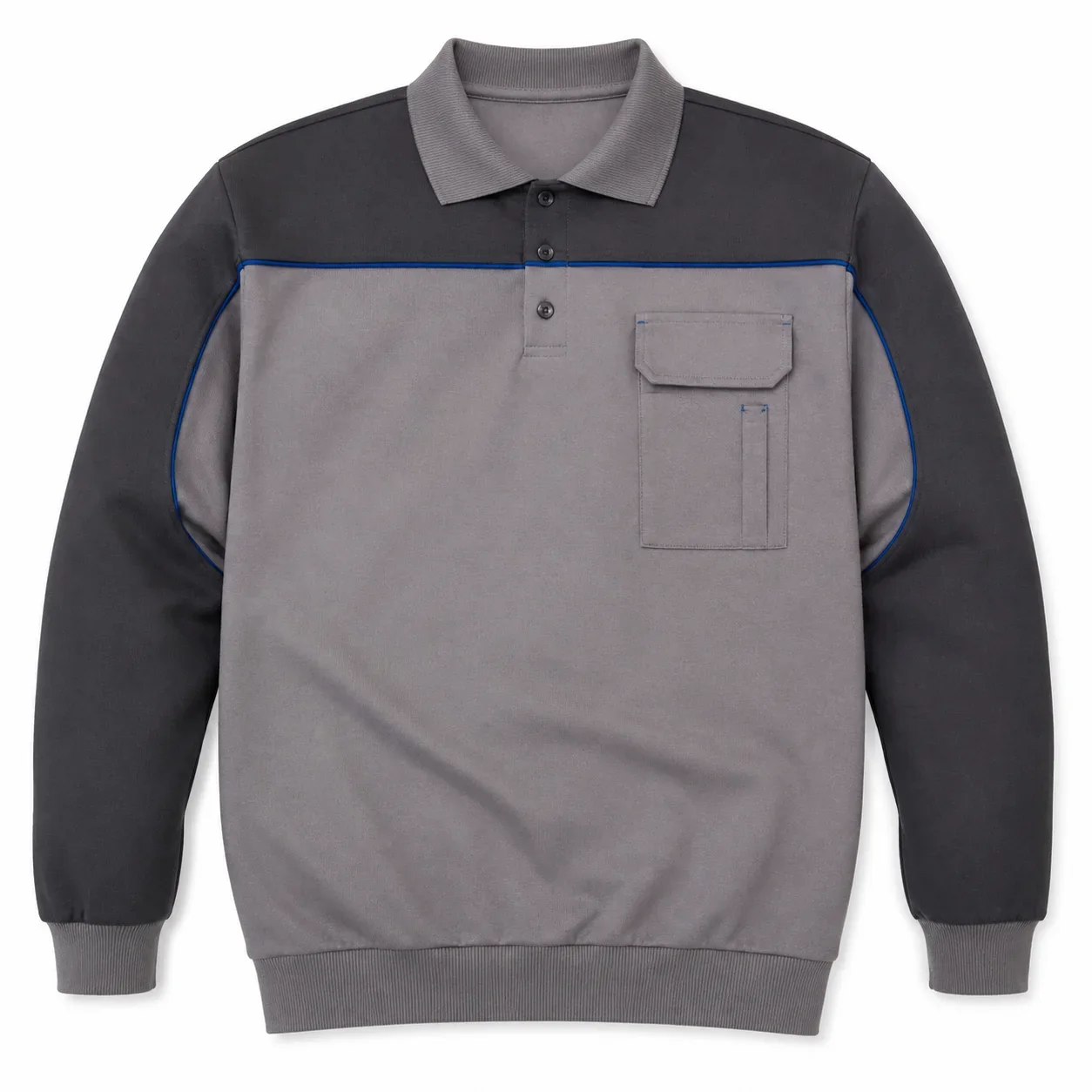 Taş Gri Antrasit Cepli Polo Sweatshirt - antrasit / gri · RM-İK-SW-21