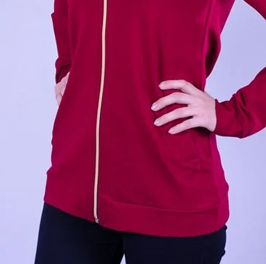 Bordo Fermuarlı Kapüşonlu Sweatshirt · RM-İK-SW-39