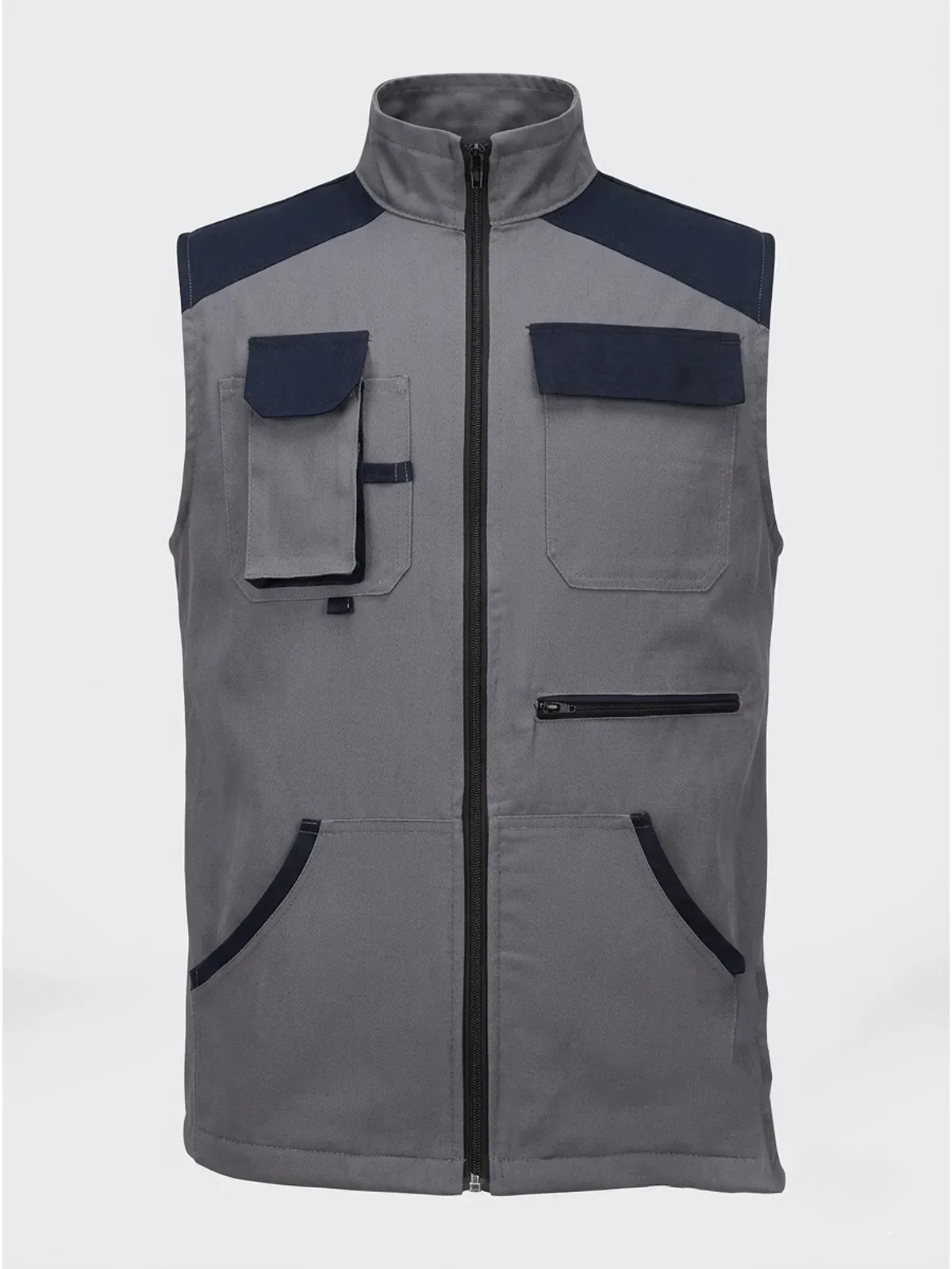 Gabardin İş Yeleği Detaylı Yazlık - Gri Lacivert · RM-İK-YL-11