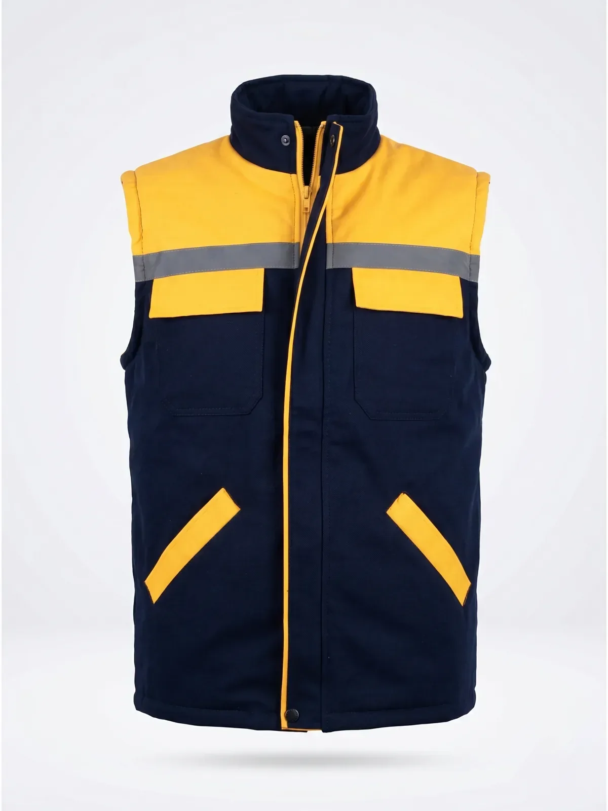 Gabardin İş Yeleği Reflektörlü - Lacivert Sarı · RM-İK-YL-6