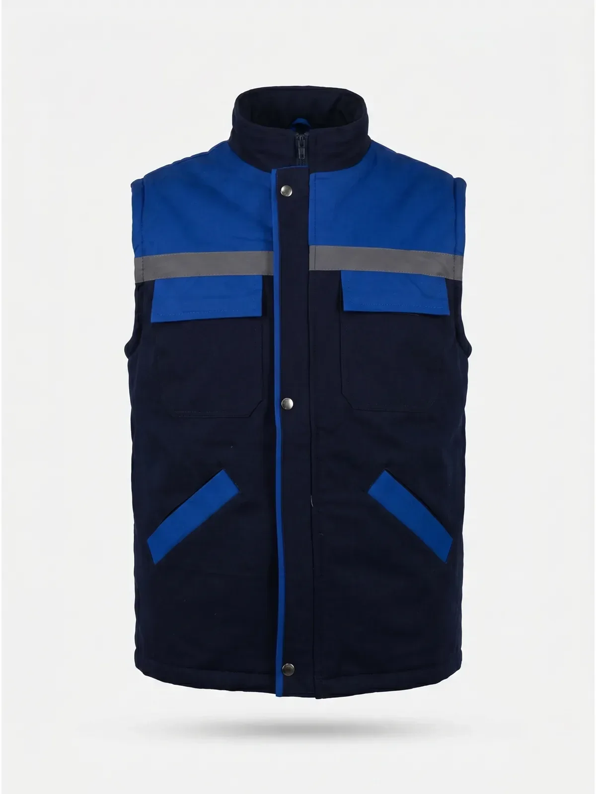 Gabardin İş Yeleği Reflektörlü - Lacivert Saks Mavi · RM-İK-YL-7