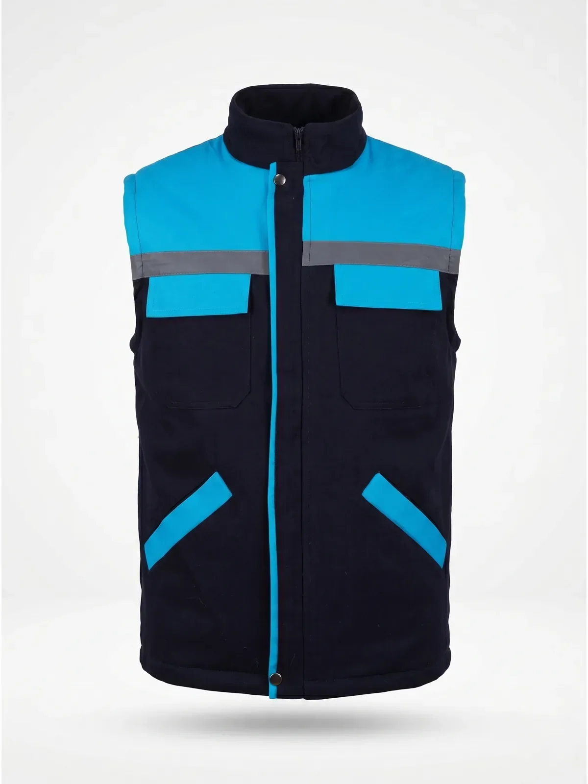 Gabardin İş Yeleği Reflektörlü - Lacivert Turkuaz · RM-İK-YL-8