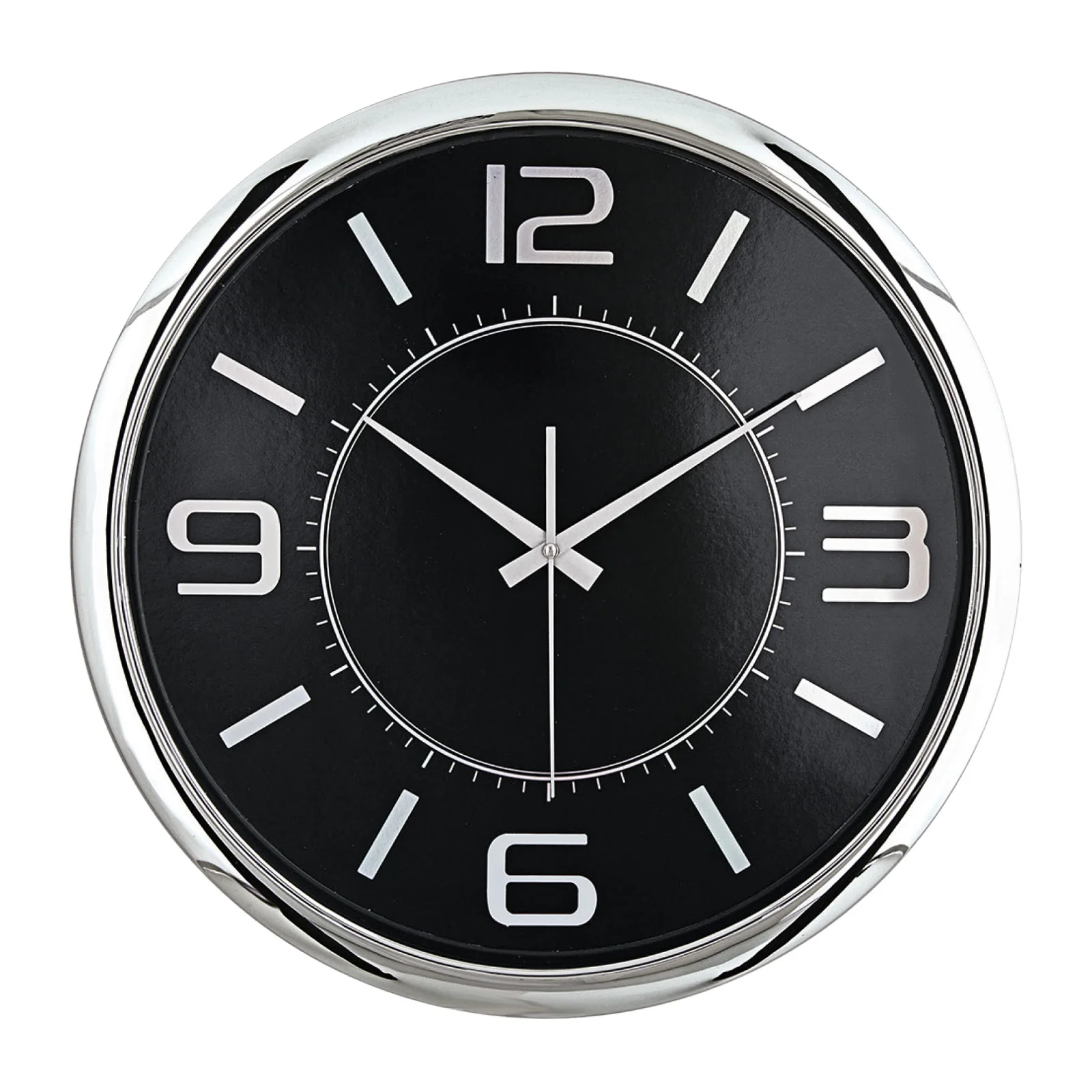 Metalize Çerçeve Duvar Saati 420mm - Siyah / Gümüş · RM-P-SA-24
